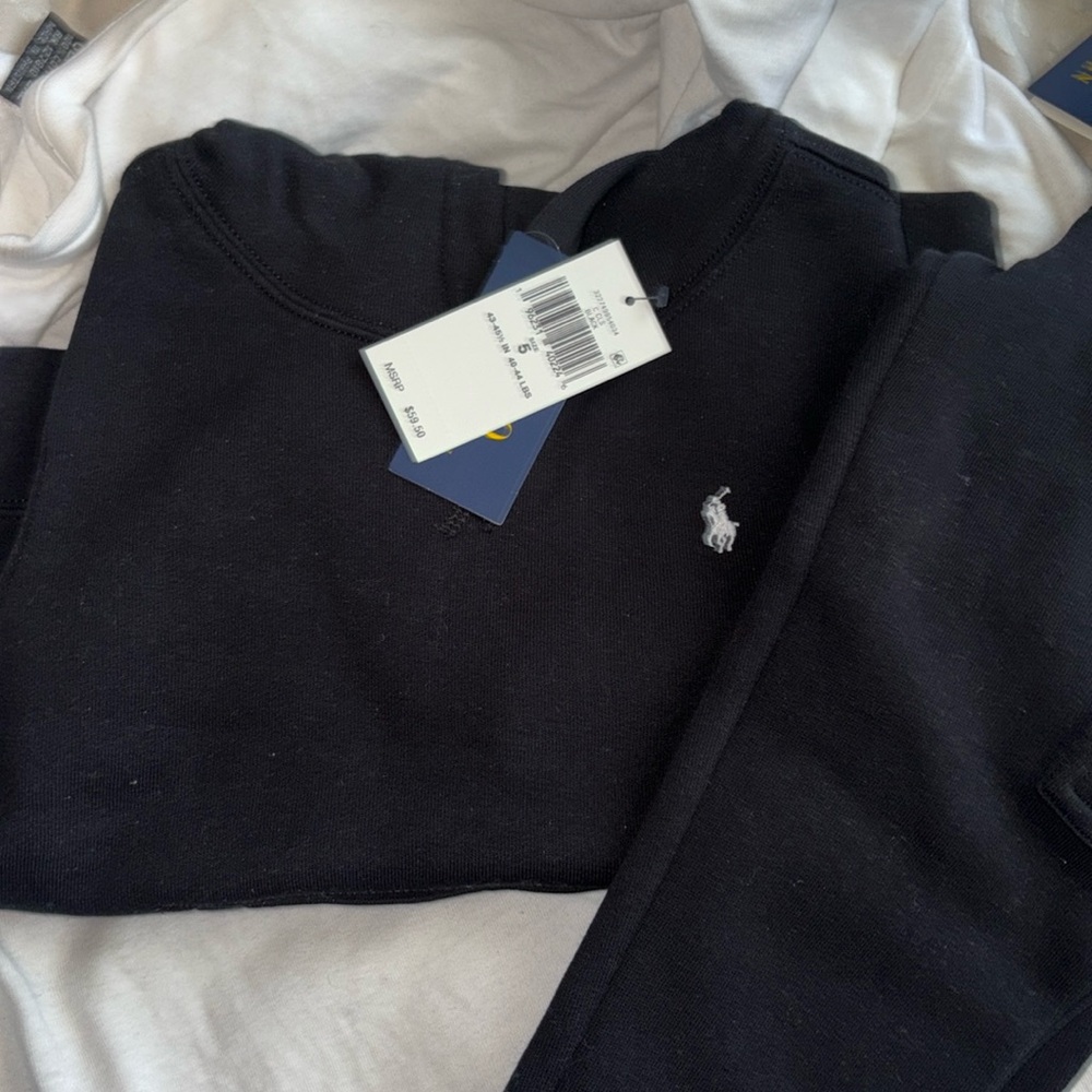 Kids black Polo Ralph Lauren slim jogger set size 5
